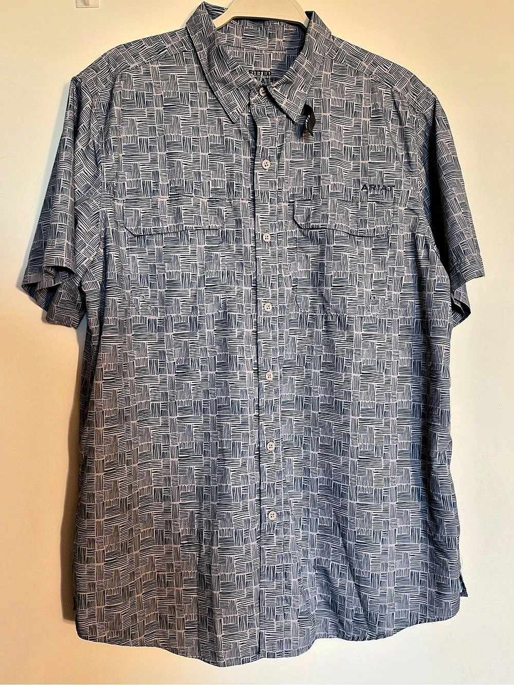 Ariat VentTEK Outbound Fitted Short Sleeve Shirt Geometric Blue & White